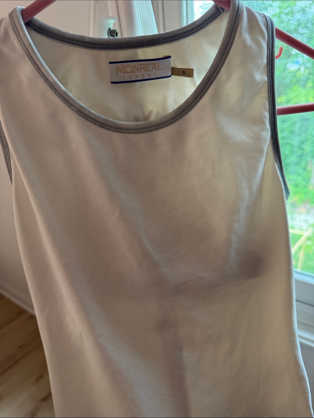 Women's White Tank Top with Gray Trim